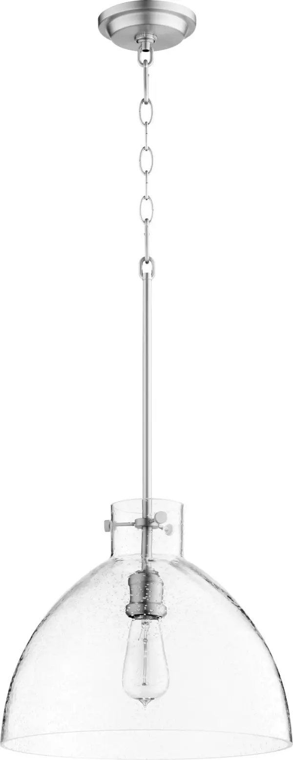 Satin Nickel Seeded Glass Pendant - Image 1
