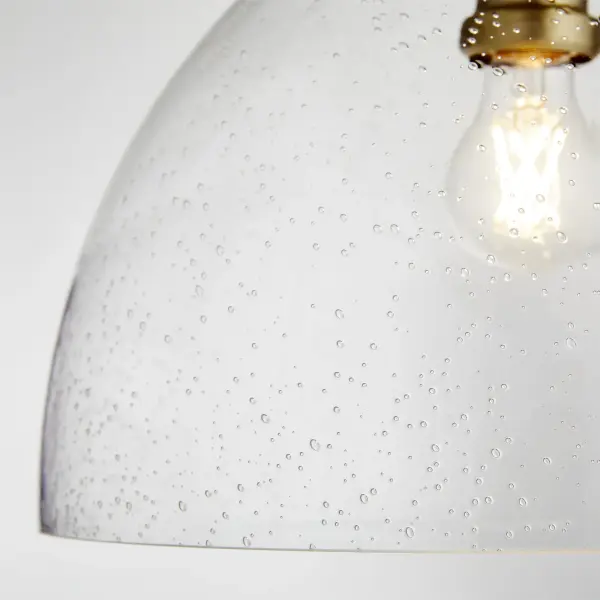 14" Clear Seeded Dome Pendant in Aged Brass - Image 3