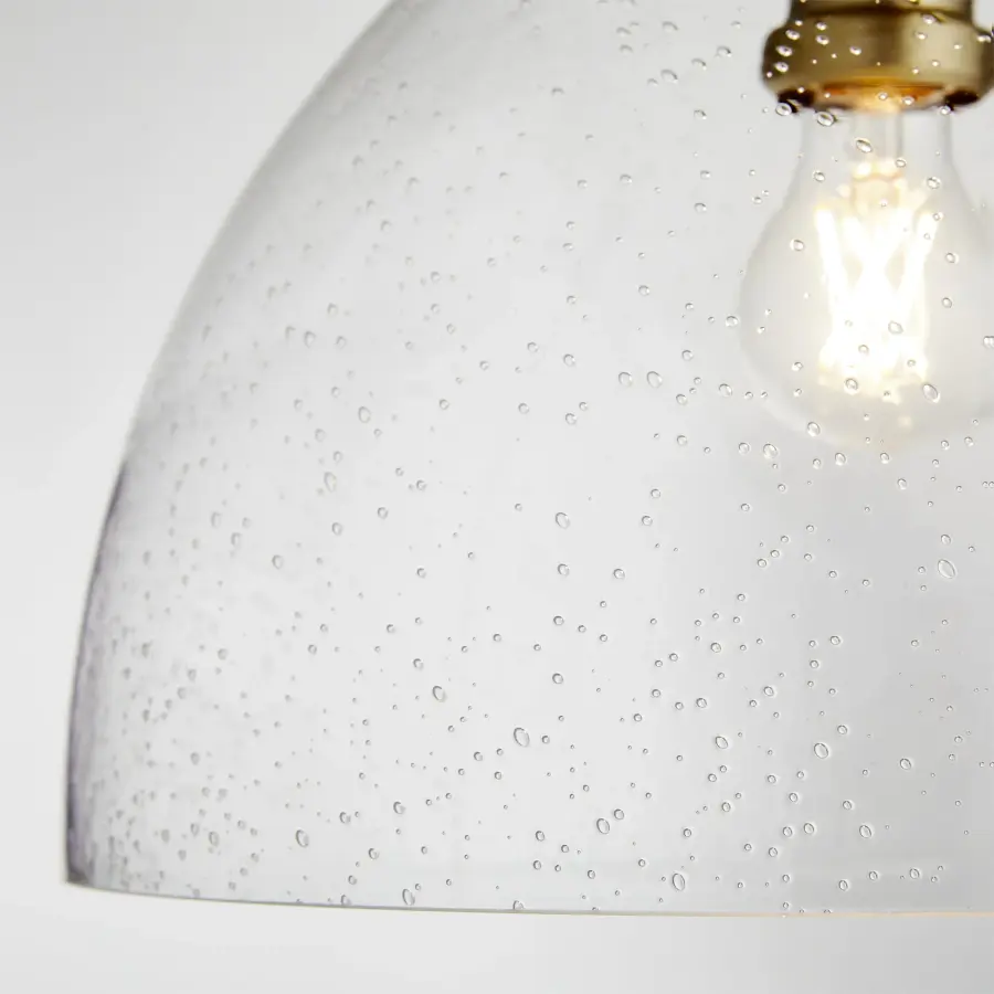 14" Clear Seeded Dome Pendant in Aged Brass - Image 3