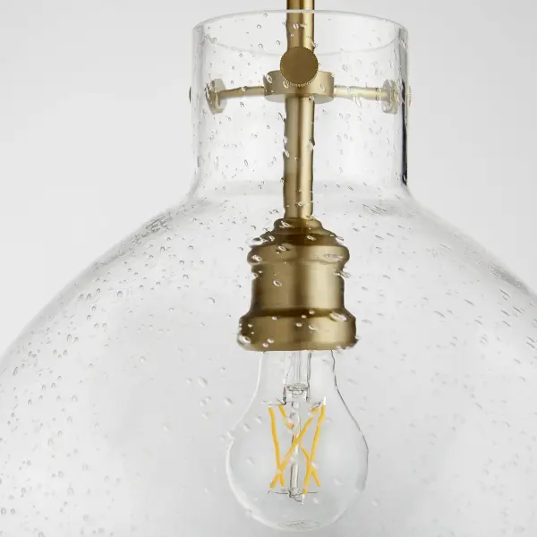 14" Clear Seeded Dome Pendant in Aged Brass - Image 4