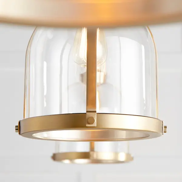 Aged Brass Transitional Mini Pendant with Clear Bell Glass - Image 3