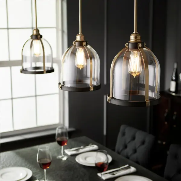 Aged Brass Transitional Mini Pendant with Clear Glass - Image 2