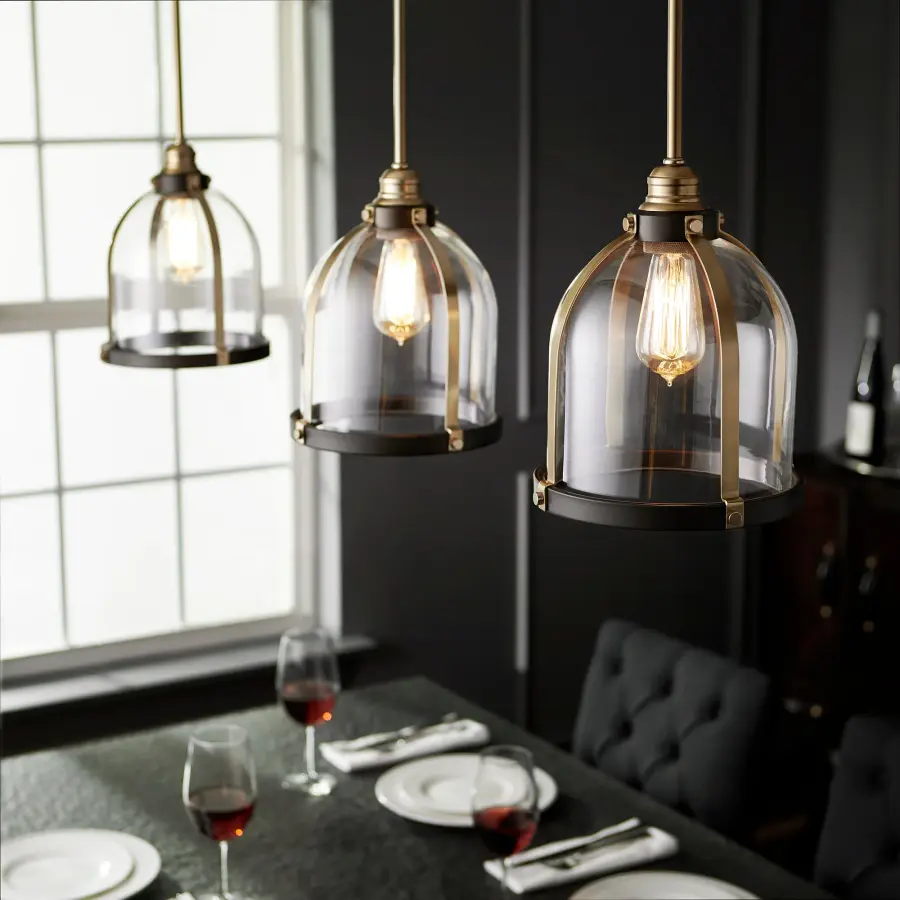 Aged Brass Transitional Mini Pendant with Clear Glass - Image 2