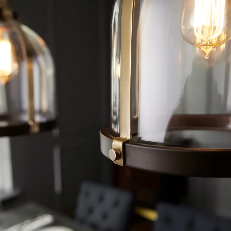 Aged Brass Transitional Mini Pendant with Clear Glass - Image 3