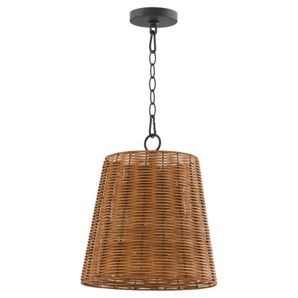 The Robinson pendant combines natural cane weave with modern matte black finish for a perfect farmhouse-meets-coastal aesthetic. Its 13-inch drum shade provides focused lighting while the wicker texture adds organic warmth.