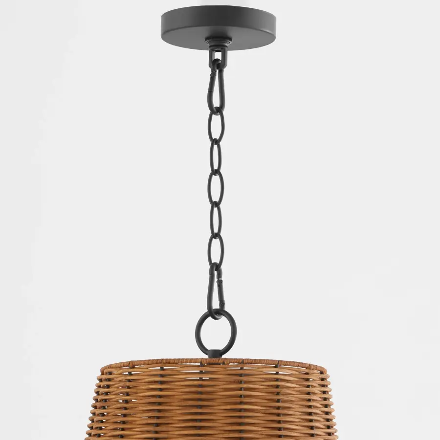 Robinson Wicker 3-Light Pendant in Matte Black - Image 3
