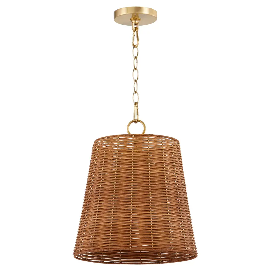 Robinson Wicker 3-Light Pendant in Aged Brass - Image 1