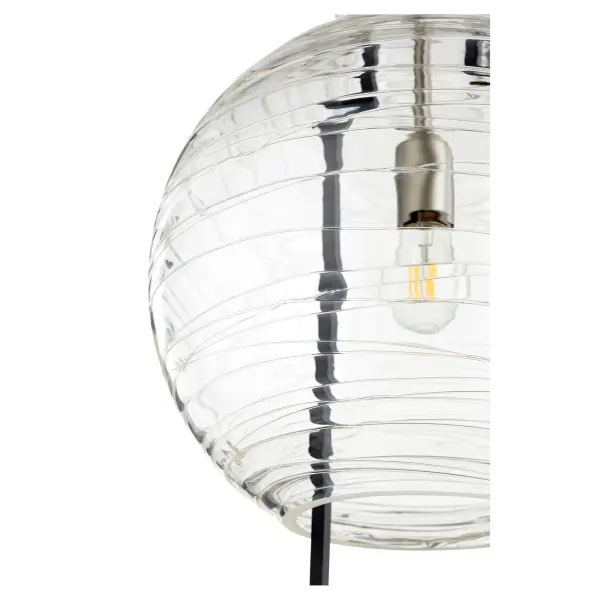 Textured Glass Globe Pendant in Black and Satin Nickel - Image 2