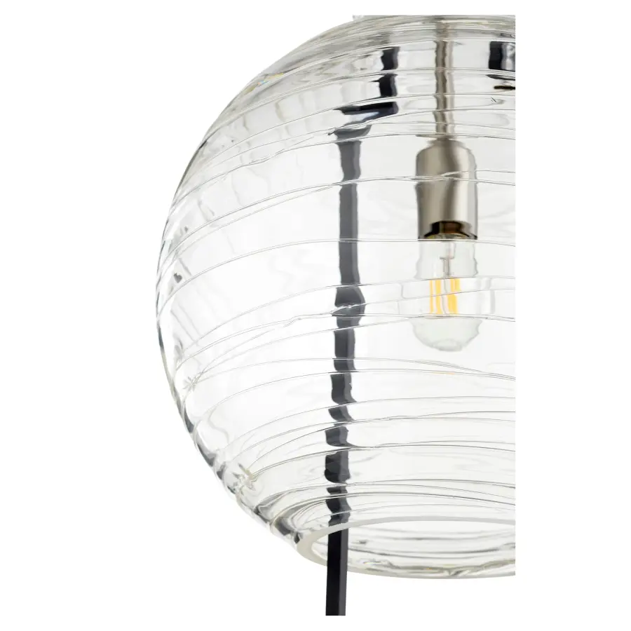 Textured Glass Globe Pendant in Black and Satin Nickel - Image 2