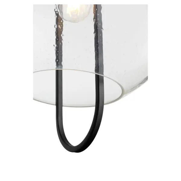 Stone Seeded Glass Globe Pendant in Black and Aged Brass - Image 3