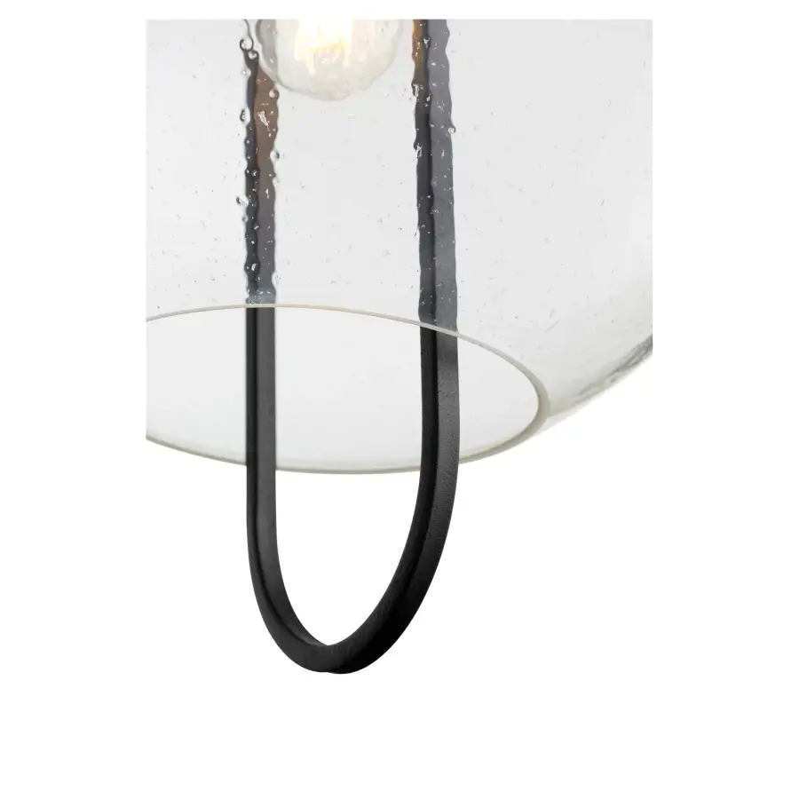 Stone Seeded Glass Globe Pendant in Black and Aged Brass - Image 3