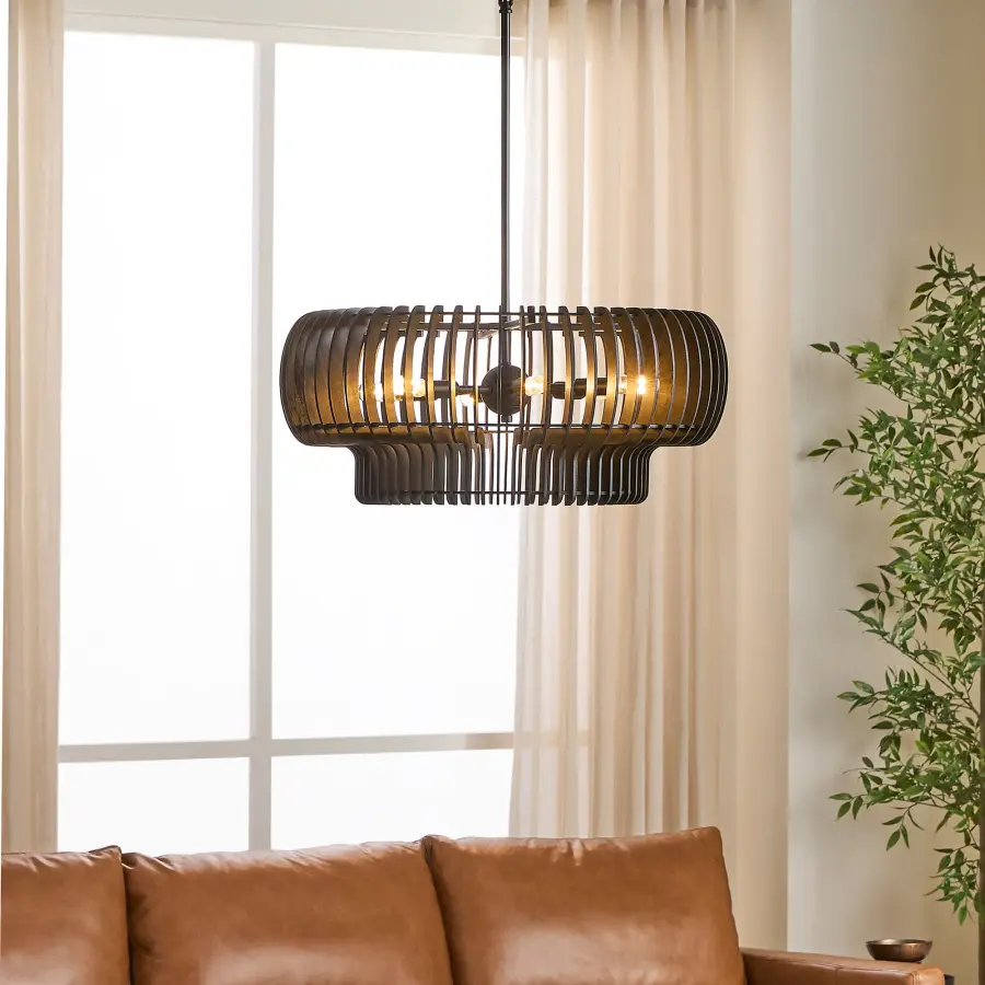Harrelson 6-Light Pendant in Matte Black - Image 5
