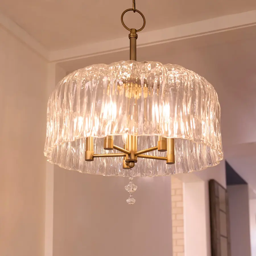 Meriam 5-Light Pendant in Brushed Brass - Image 6