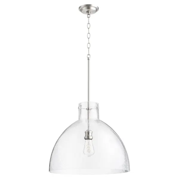 Satin Nickel Transitional Seeded Glass Pendant - Image 1