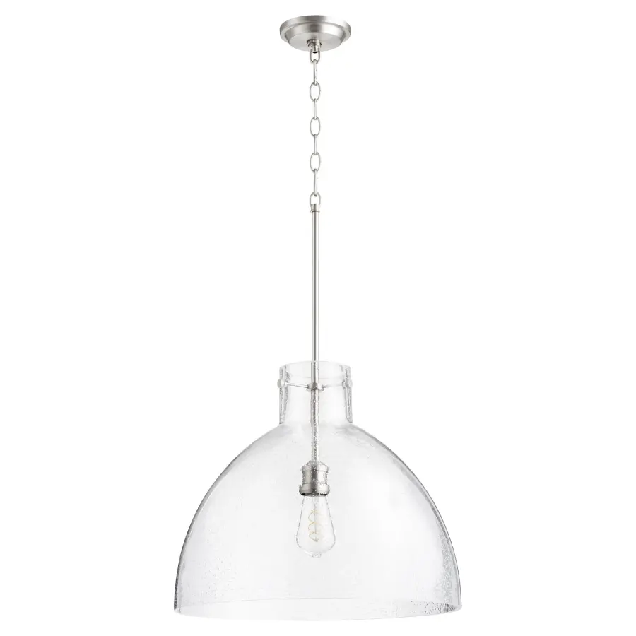 Satin Nickel Transitional Seeded Glass Pendant - Image 1