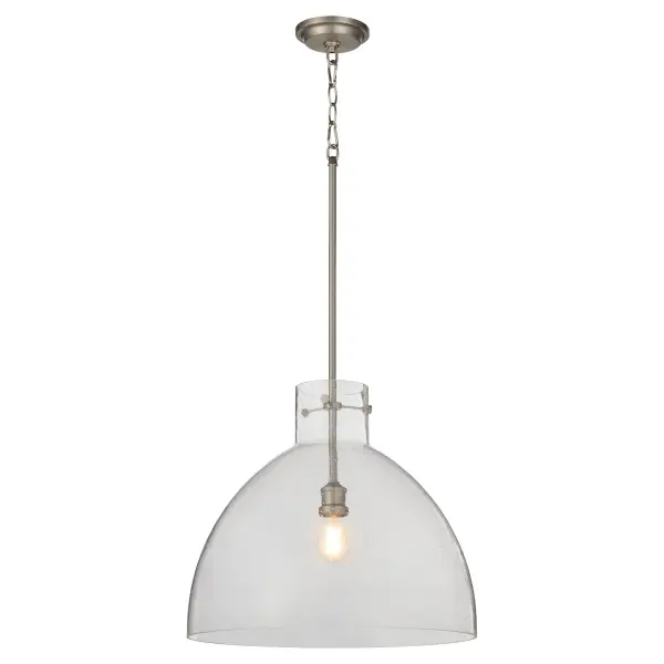 Satin Nickel Transitional Seeded Glass Pendant - Image 2
