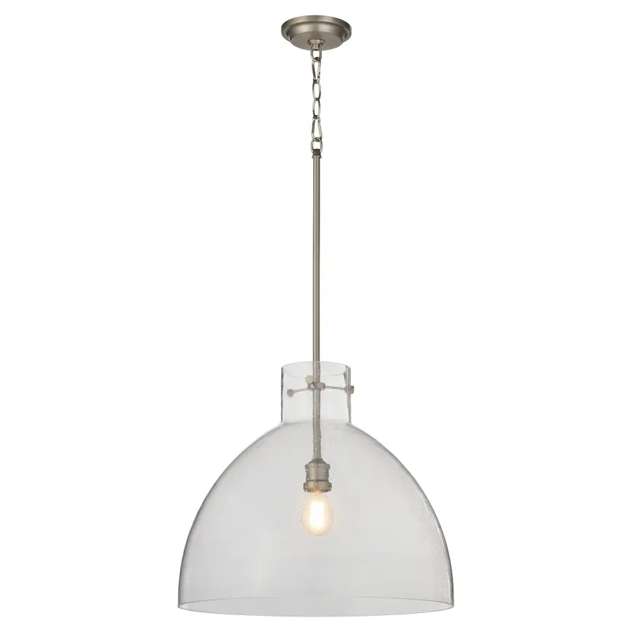 Satin Nickel Transitional Seeded Glass Pendant - Image 2