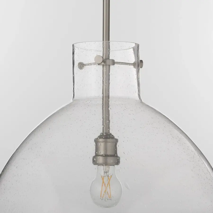 Satin Nickel Transitional Seeded Glass Pendant - Image 3
