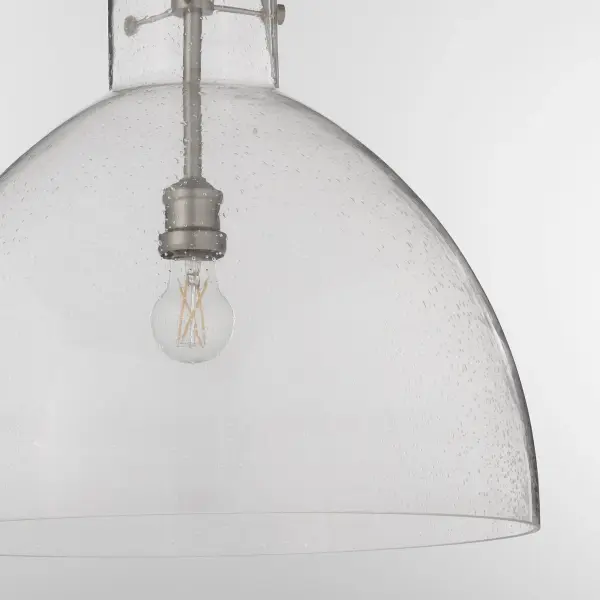 Satin Nickel Transitional Seeded Glass Pendant - Image 4