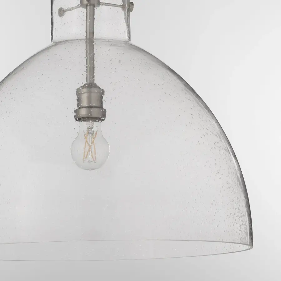 Satin Nickel Transitional Seeded Glass Pendant - Image 4