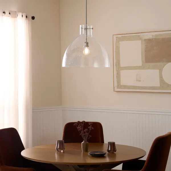 Satin Nickel Transitional Seeded Glass Pendant - Image 5