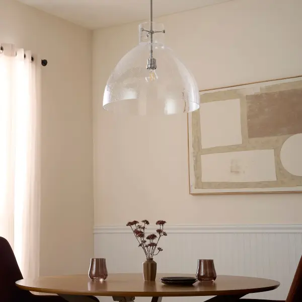 Satin Nickel Transitional Seeded Glass Pendant - Image 6