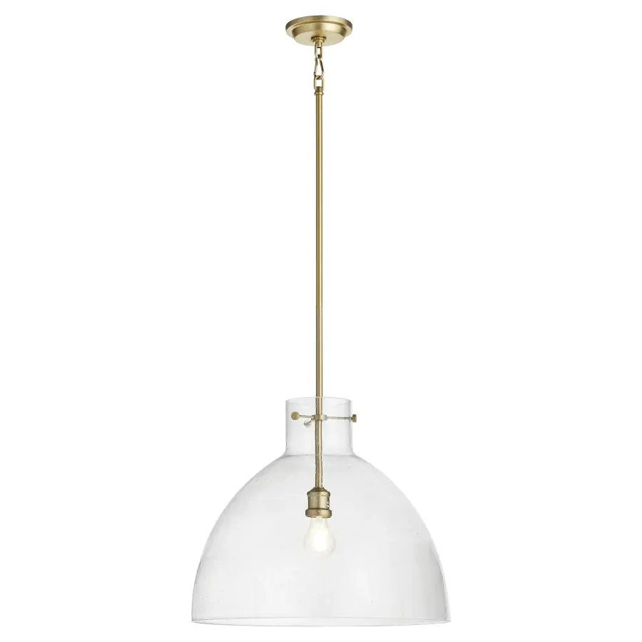 18" Clear Seeded Dome Pendant in Aged Brass - Image 2
