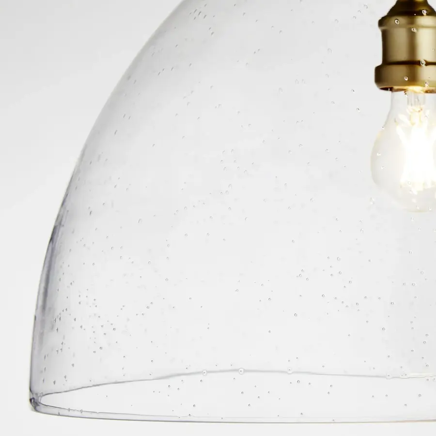 18" Clear Seeded Dome Pendant in Aged Brass - Image 3