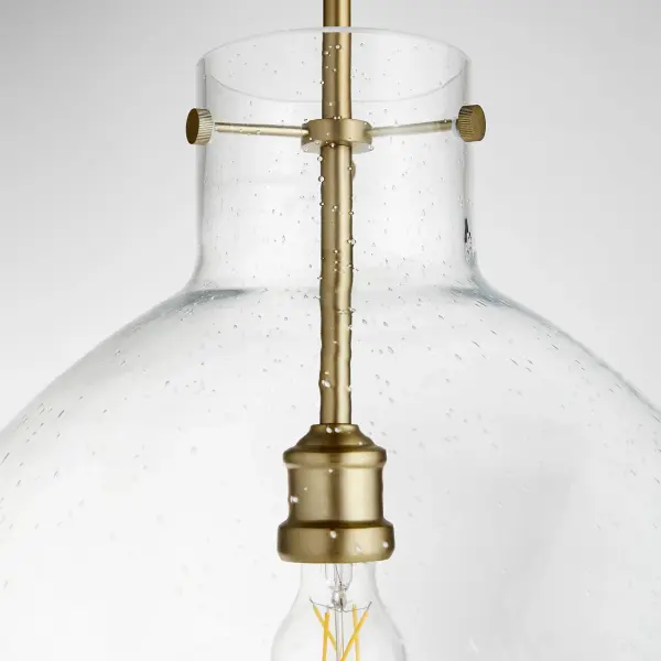 18" Clear Seeded Dome Pendant in Aged Brass - Image 4