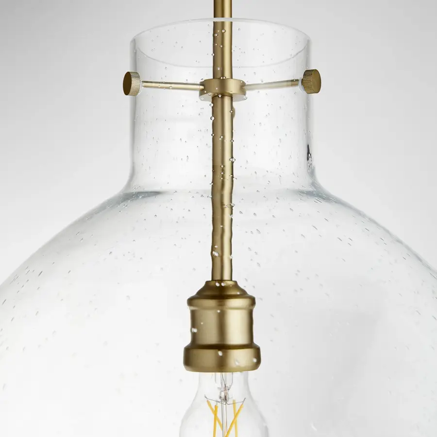 18" Clear Seeded Dome Pendant in Aged Brass - Image 4