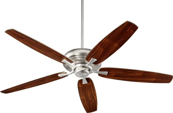 The Apex ceiling fan combines sophisticated transitional styling with impressive performance, delivering 6430 CFM airflow through semi-square tip blades. Its satin nickel finish and quiet 3-speed operation make it ideal for large spaces.