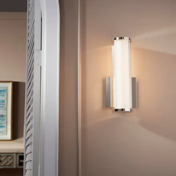 LED 13" Glass & Acrylic Wall Sconce in Polished Nickel - Image 2