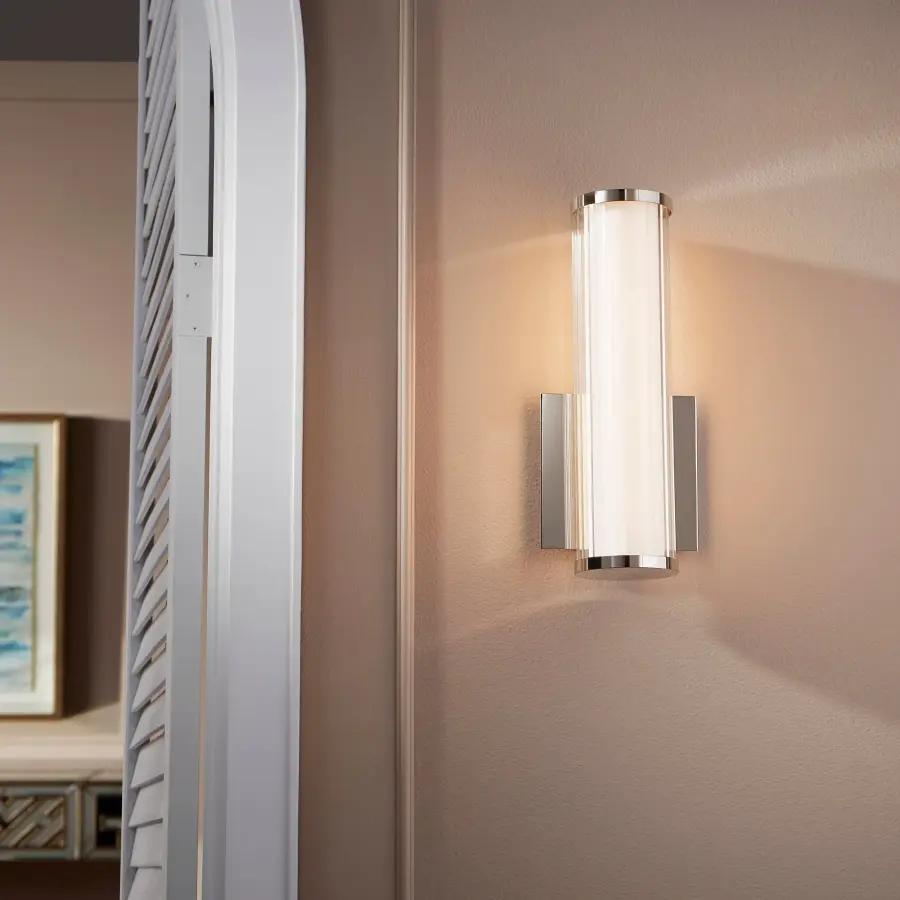 LED 13" Glass & Acrylic Wall Sconce in Polished Nickel - Image 2