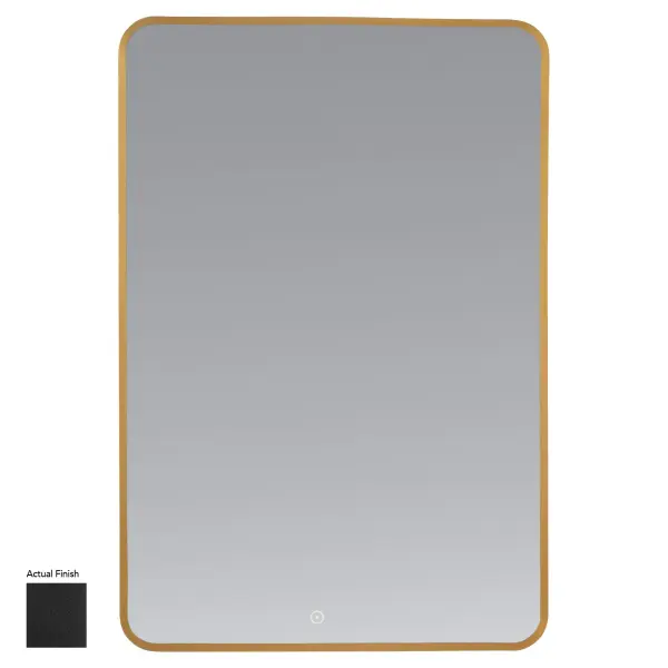The Aero LED Mirror combines elegant design with smart functionality. Features ambient backlighting with dimmable controls and adjustable color temperature (2700K-6500K) for customized lighting. Soft corner design in matte black finish adds contemporary sophistication.