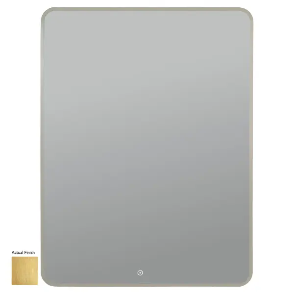 The Aero LED Mirror combines contemporary design with advanced functionality. Features dimmable ambient backlighting and adjustable color temperature (2700K-6500K) for customizable atmosphere. Soft corner design and brushed brass finish add elegance.