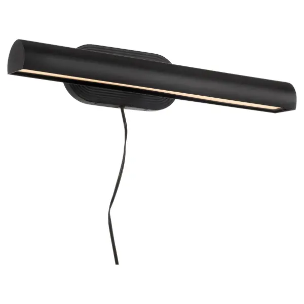 The Belinder picture light combines sleek contemporary design with practical 5CCT LED technology, allowing you to customize the color temperature to perfectly showcase your artwork. Its low-profile oval backplate and dome-shaped light bar deliver focused illumination without overwhelming your display. - alternate view