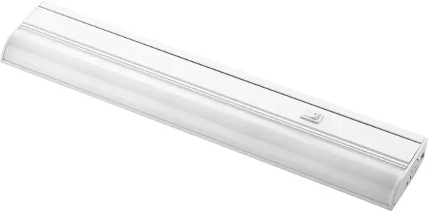 This 18-inch LED under cabinet light delivers crisp, energy-efficient illumination in a clean white finish. Its low-profile design integrates seamlessly beneath cabinets for focused task lighting in kitchens and offices.