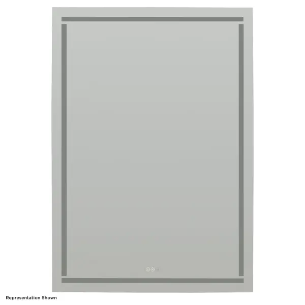 The Lingo LED Mirror combines contemporary design with smart functionality. Four frosted accent areas create visual interest while adjustable color temperature (2700K-6500K) and dimming provide perfect lighting for any task. Built-in anti-fog technology ensures clarity in steamy bathrooms.