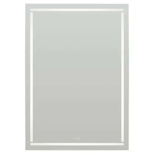 The Lingo LED Mirror combines contemporary design with smart functionality. Four frosted LED areas provide customizable lighting from warm to cool tones, while the built-in anti-fogger ensures clarity in steamy bathrooms. - alternate view