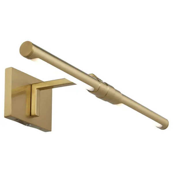 The Warwick picture light combines clean contemporary lines with practical functionality. Its adjustable arm and CCT LED arrays provide customizable illumination for artwork, while the aged brass finish adds warmth and sophistication. - alternate view