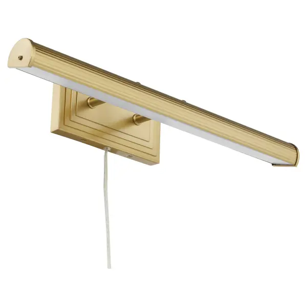 The Sunset picture light combines elegant aged brass finish with modern LED technology, featuring adjustable 3CCT color temperature control. Its slim profile and delicate ribbing create sophisticated illumination for artwork.