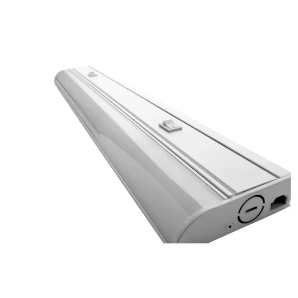 This 48-inch under cabinet LED fixture delivers exceptional flexibility with its built-in color tuning switch, allowing seamless transitions from warm to cool light. The low-profile design and curved acrylic diffuser provide even illumination while maintaining a sleek, unobtrusive appearance. - alternate view