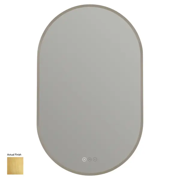 The Pildora LED Mirror combines contemporary design with practical functionality. Its distinctive pill-shaped silhouette and brushed brass finish create a stunning focal point, while built-in anti-fog technology and adjustable color temperature ensure optimal performance in any bathroom setting.