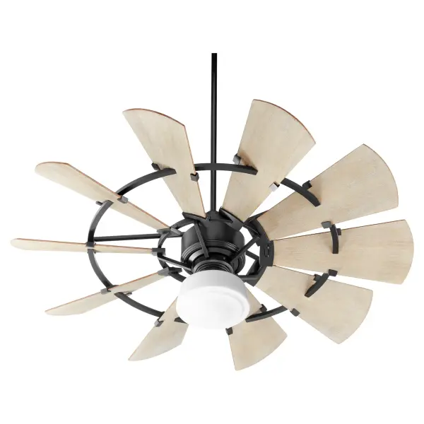 The Windmill 52" fan delivers exceptional performance with its 10-blade wagon wheel design and impressive 2881 CFM airflow. The 6-speed DC motor with remote control offers quiet, efficient operation while the dramatic 30-degree blade pitch maximizes air circulation. - alternate view