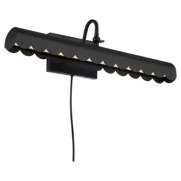 The Karnes picture light from Tamara Day's collection combines timeless elegance with practical functionality. Its distinctive scalloped edge design and adjustable neck allow precise light positioning for artwork. - alternate view