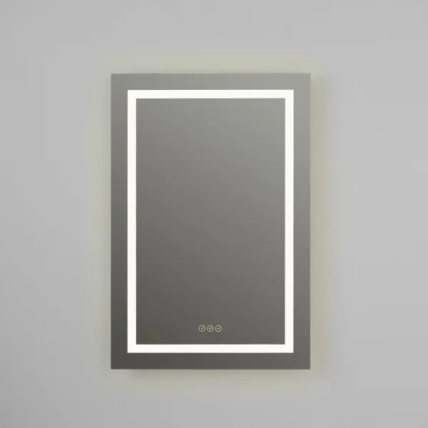 The Momento LED Mirror combines sleek contemporary design with practical technology. Direct-lit interior frame provides even illumination ideal for makeup and grooming, while integrated anti-fog keeps reflections clear in steamy conditions. - alternate view