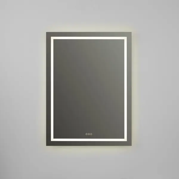 The Momento LED Mirror combines sleek contemporary design with practical technology. Direct-lit interior frame provides even illumination ideal for makeup and detail work, while integrated anti-fog keeps reflections clear in steamy conditions. - alternate view