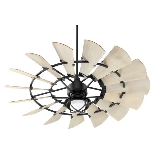 The Windmill 60" fan delivers stunning visual impact with its wagon wheel blade design and powerful 3472 CFM airflow. The 6-speed DC motor with remote control offers whisper-quiet operation and energy efficiency for large spaces. - alternate view
