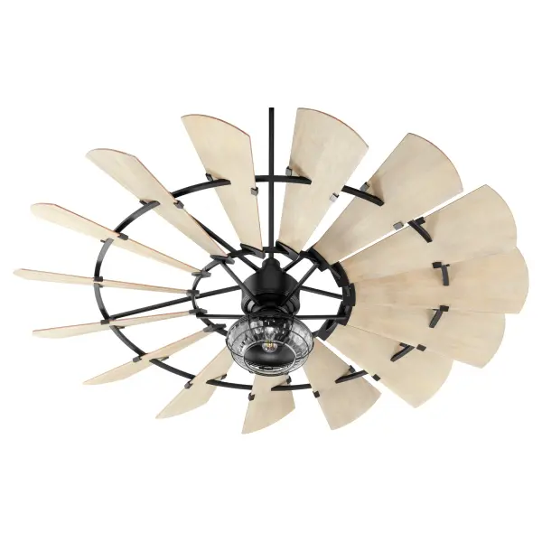 The Windmill ceiling fan makes a bold architectural statement with its distinctive wagon wheel blade design and oversized 72" span. The 6-speed DC motor delivers exceptional 2826 CFM airflow with energy efficiency and whisper-quiet operation. - alternate view
