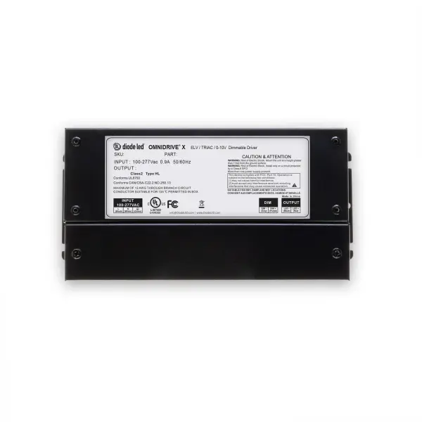 OMNIDRIVE X 12V 100W, 2in1 Electronic and 0-10V LED Dimmable Driver, Indoor/Outdoor Rated Junction Box